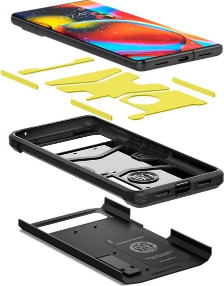 Mbulesë telefoni Spigen Tough Armor për Google Pixel 7 Pro, mbrojtje me dy shtresa, me këmbë mbajtëse, e zezë
