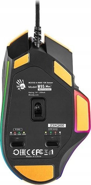 Maus A4Tech Bloody, me kabllo, USB, i verdhë