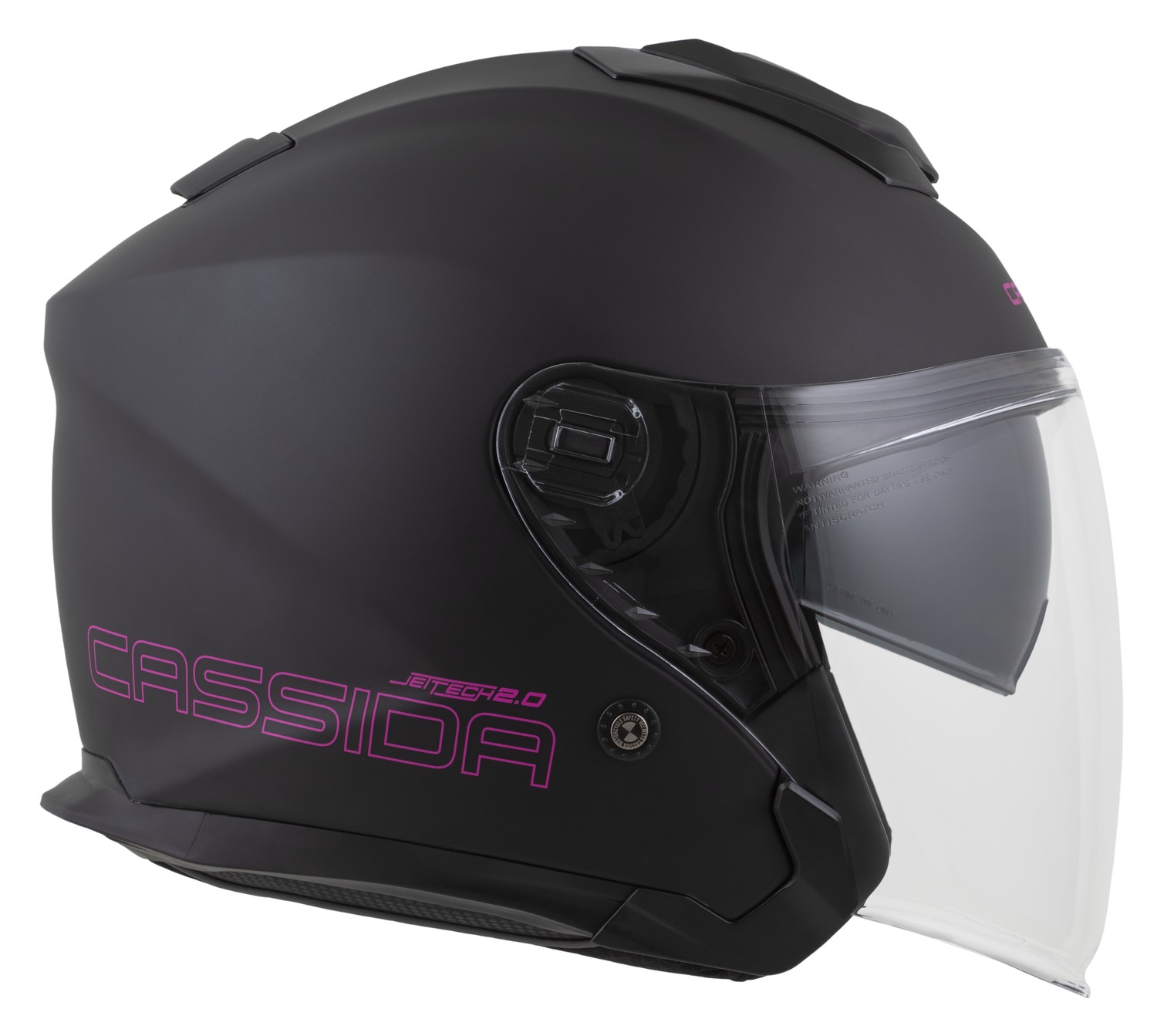 Helmetë jet Cassida Jet Tech 2.0 Solid, polycarbonate, ECE 22.06, e zezë mat rozë