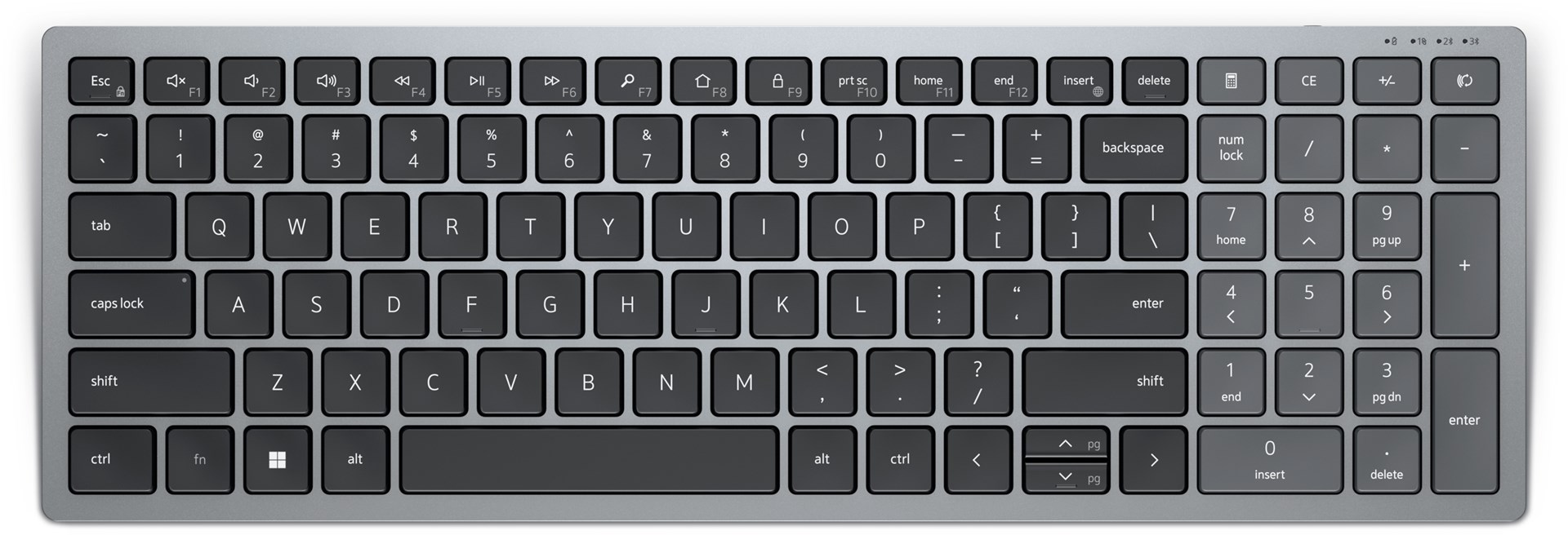 Tastierë Dell KB740, RF Wireless + Bluetooth, e zezë / e hirtë