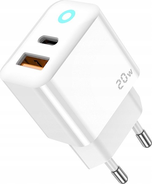 Karikues muri JELLICO EU11, 20W PD QC3.0, 1xUSB C 1xUSB, kabllo USB C Lightning, i bardhë