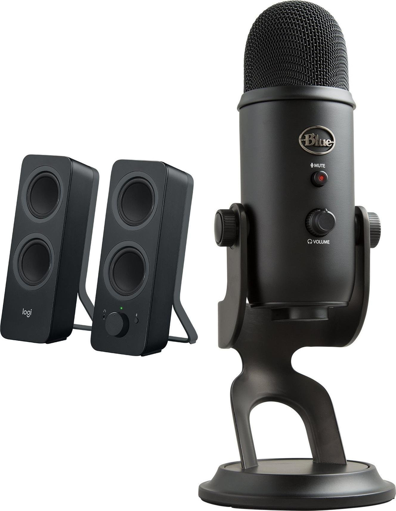 Set altoparlantë Logitech Z207 dhe mikrofon Yeti USB Blackout, Bluetooth, USB, i zi