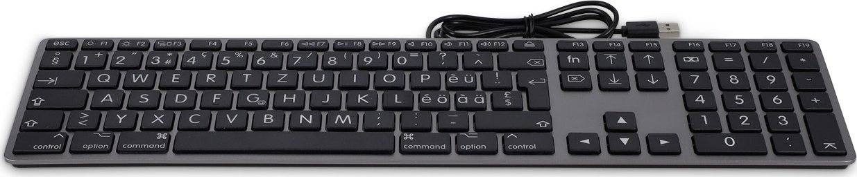 Tastierë LMP KB-1243-BIG, lidhje USB A, layout AZERTY, gri hapur