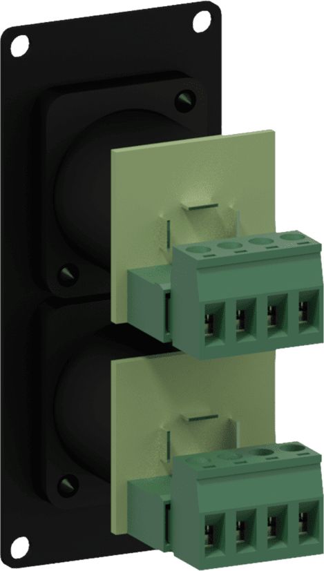 Modul audio Caymon CASY142/B, 2x konektorë NL4MP SpeakON, çelik i zi