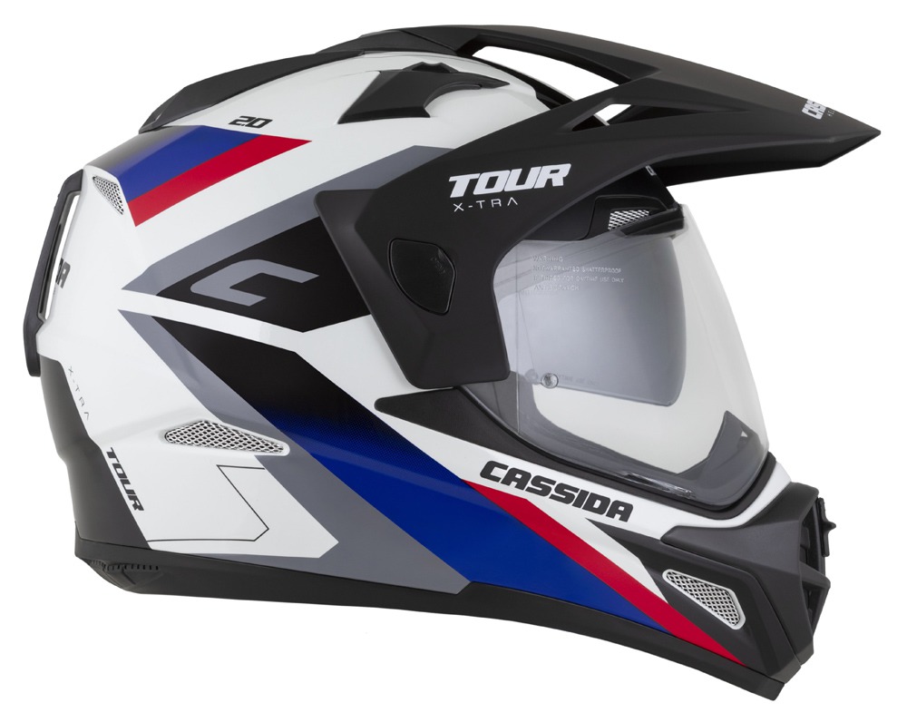 Kaska moto Cassida Tour 2.0 X-tra, Pinlock ready, ECE 22.06, e bardhë blu kuqe zezë mat