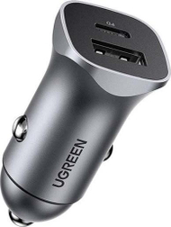 Полнач за автомобил Ugreen CD130 UGR1206GRY, 2x USB порти 30W, брзо полнење, сива