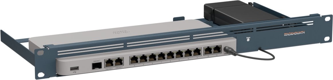 Shasi rackmount RACKIT Meraki MX68 MX75, 1U, për rack 19", e zezë