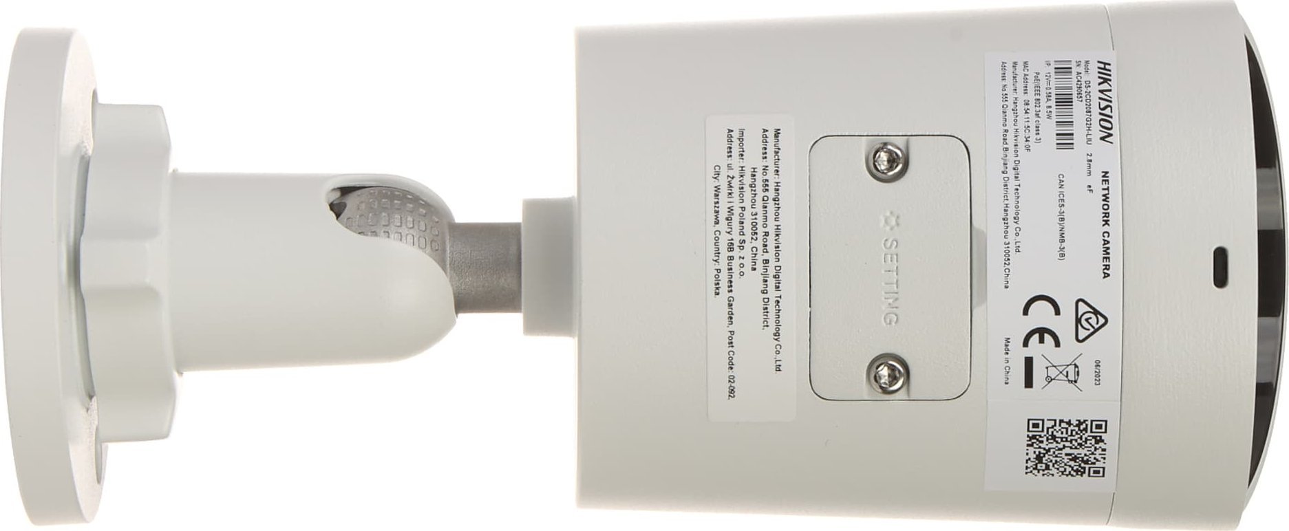 Kamerë IP Hikvision DS-2CD2046G2H-IU, 4MP, lentë 2.8mm, e bardhë
