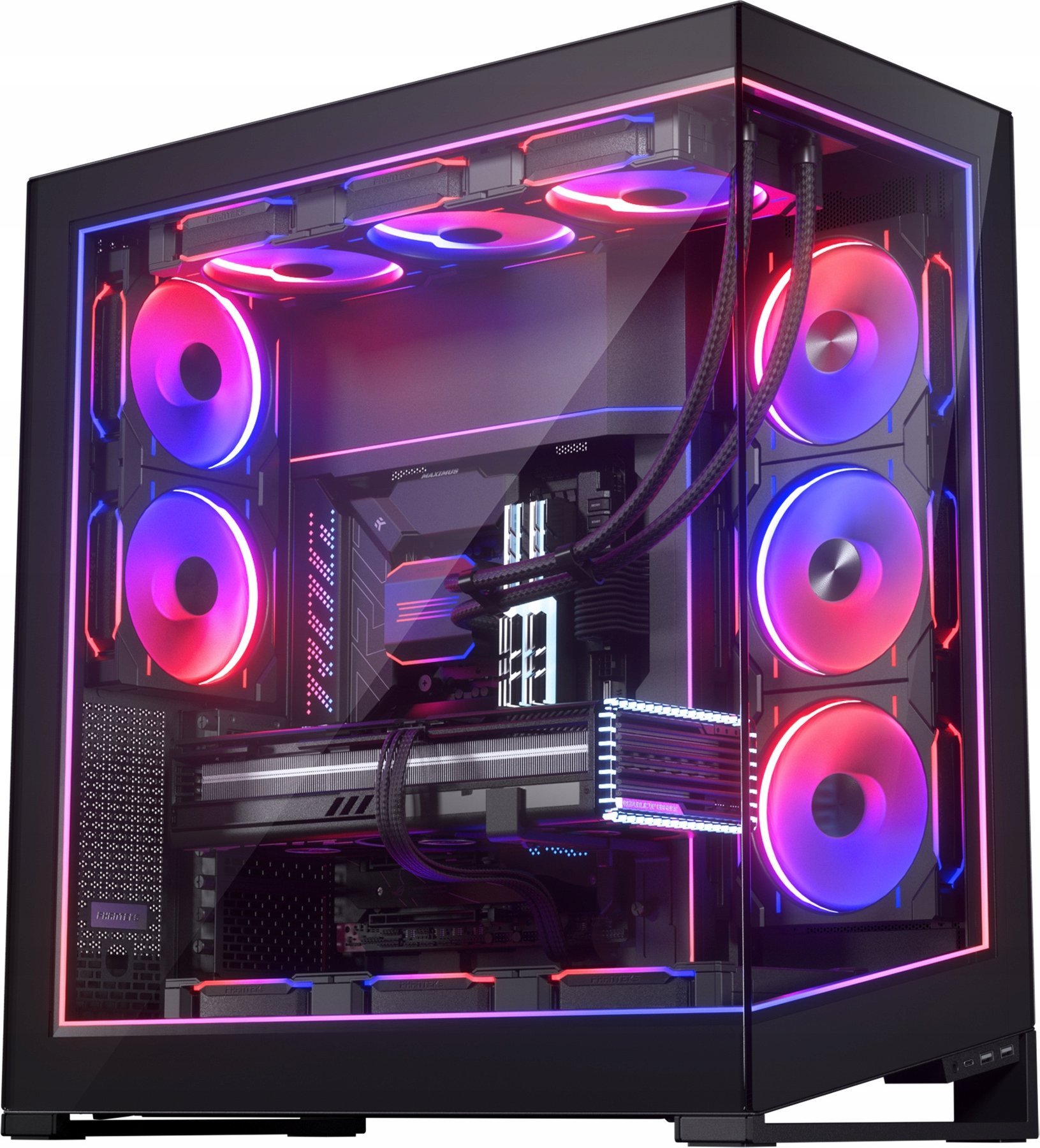 Set ndriçimi DRGB Phanteks NV9 Premium, 4 module LED D A RGB, për kornizën e jashtme NV9, i zi