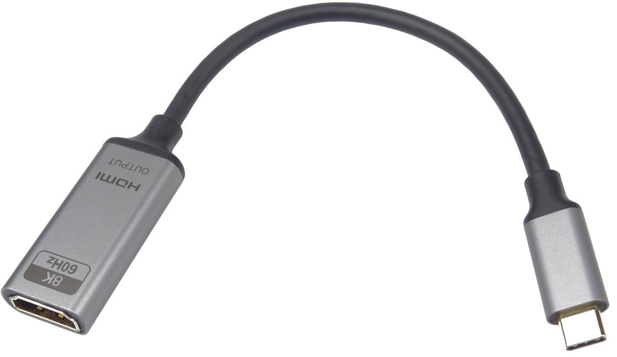 Adapter USB C në HDMI PremiumCord, 8K 60Hz, kabllo 20 cm, gri alumini