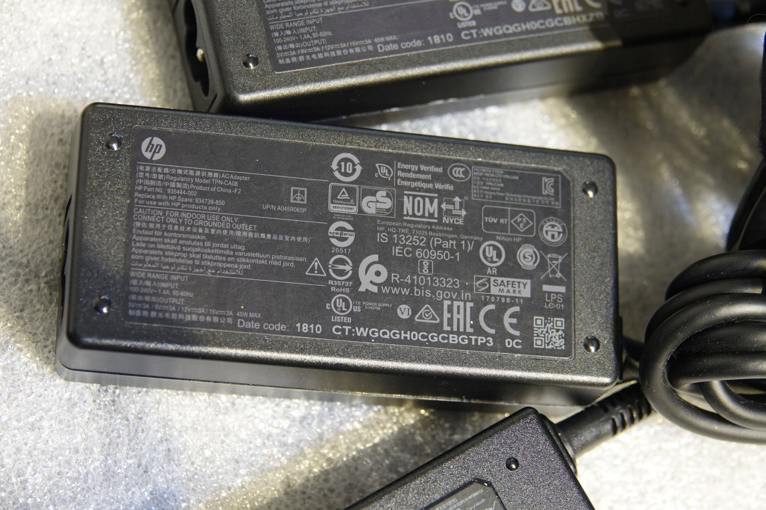 Karikues HP 45W USB C AC Adapter, origjinal, i zi