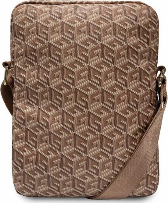 Торба за таблет Guess GCube Stripe 10", синтетичка кожа, кафеава