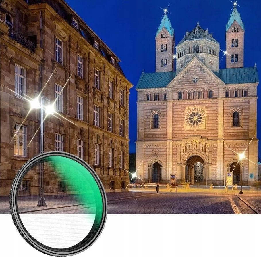 Filter fotografik K&amp;F Concept Variable Star 4-8 62mm, xham optik 18 shtresa, i gjelbër