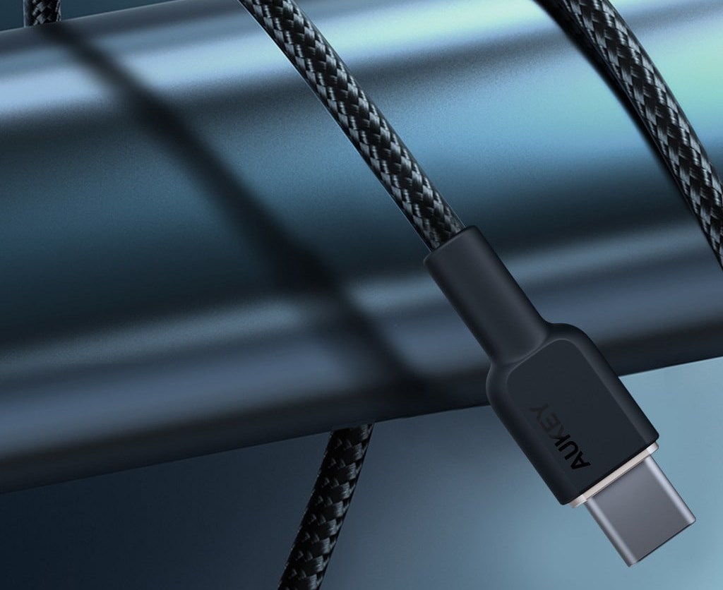 Kabllo Aukey, USB C / USB C, 1.8 m, e zezë