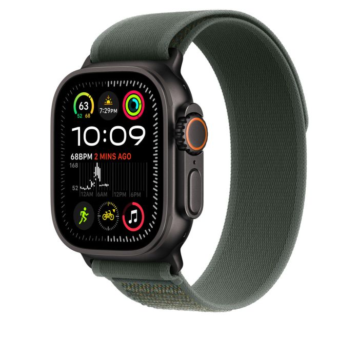 Apple Watch 49mm Loop, Green Trail Loop, Black Titanium Finish, S/M