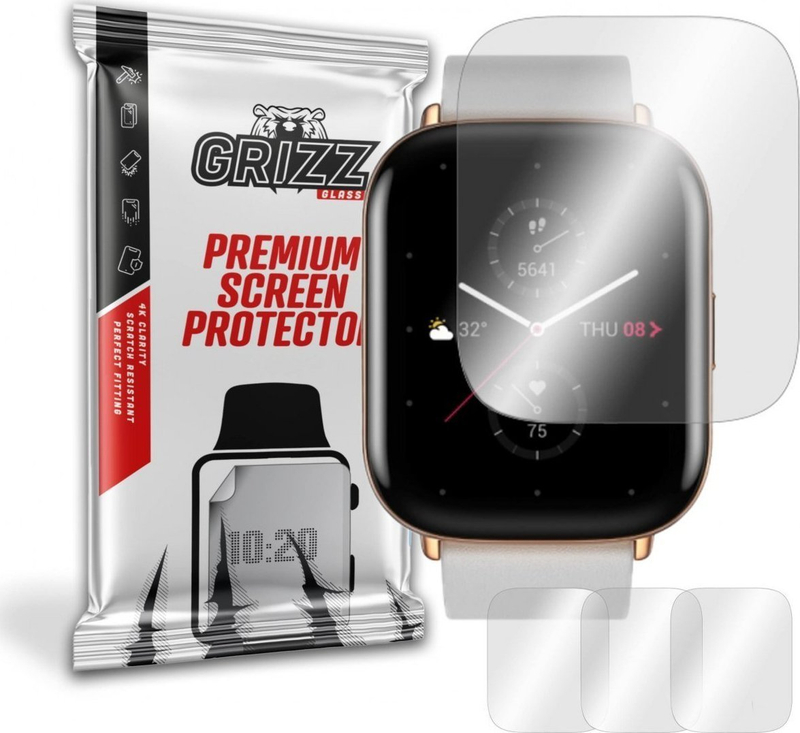 Mbrotës ekrani GrizzGlass Hydrogel Film për Amazfit ZEPP E Square, 3 copë, transparent