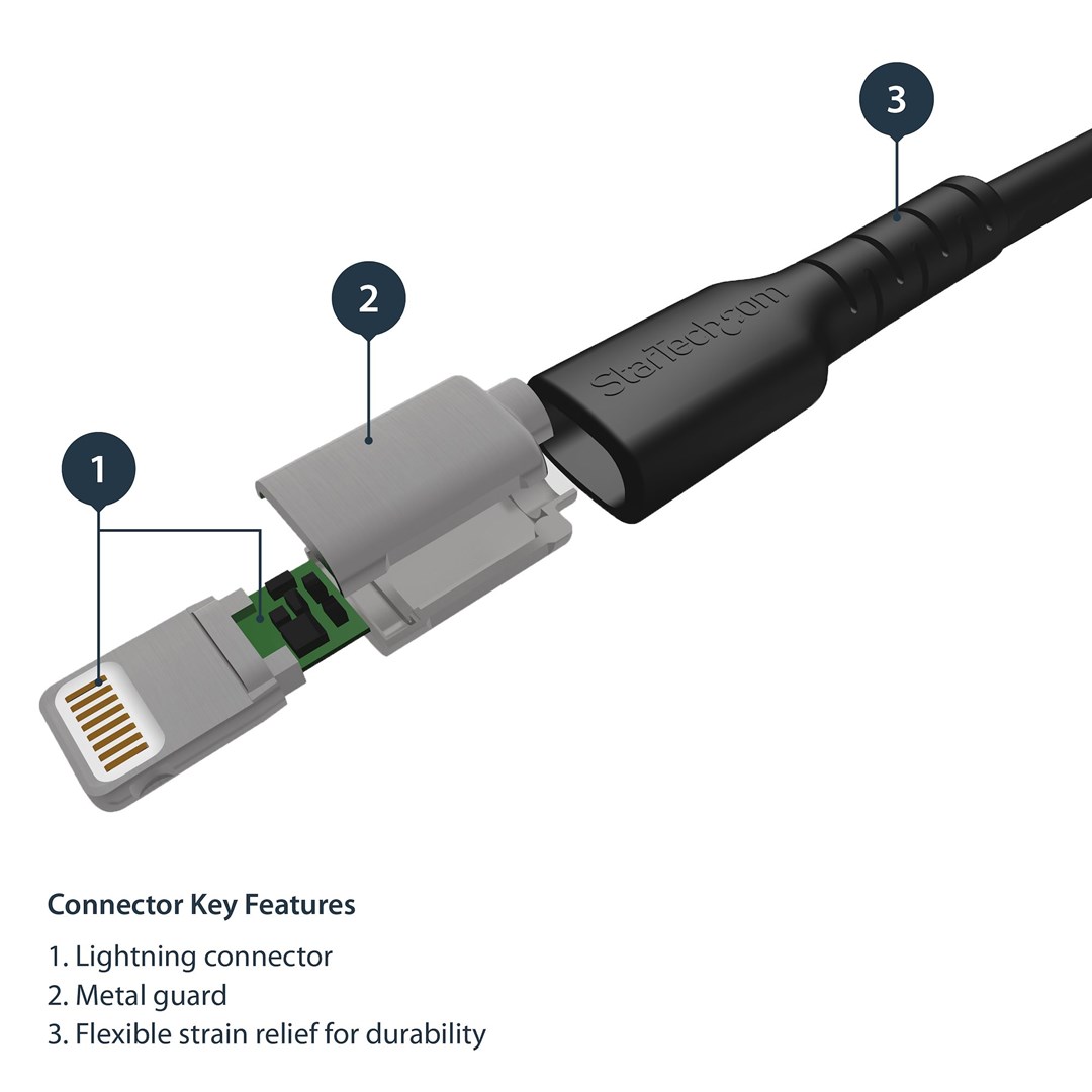 Kabllo karikimi StarTech.com USB-A në Lightning, 2m, Apple MFi Certified, e zezë