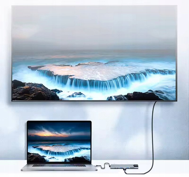 Hub USB Blow K-08, 8 në 1, USB-C, HDMI 4K, RJ45, gri