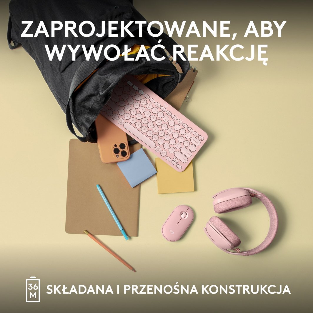 Tastierë Logitech Pebble, wireless, US INTL, rozë