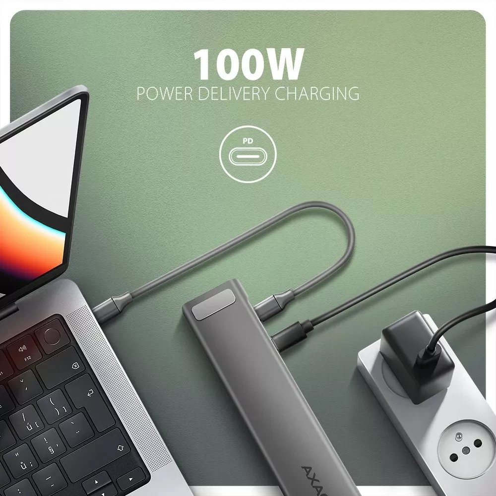Hub USB Axagon HMC-10HLS, 9in1, USB C, 4K, argjendtë