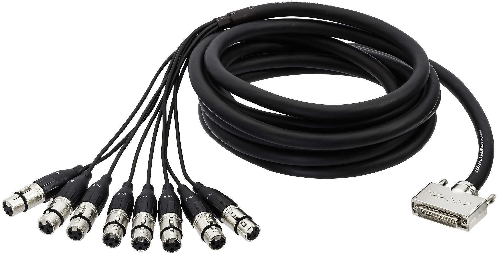 Kabllo audio Alva 9.8', D Sub25 mashkull në 8x XLR femër, e zezë