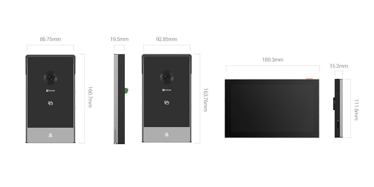 Interkom smart për derë EZVIZ HP5, ekran 7", Full HD 1080p, Wi‑Fi