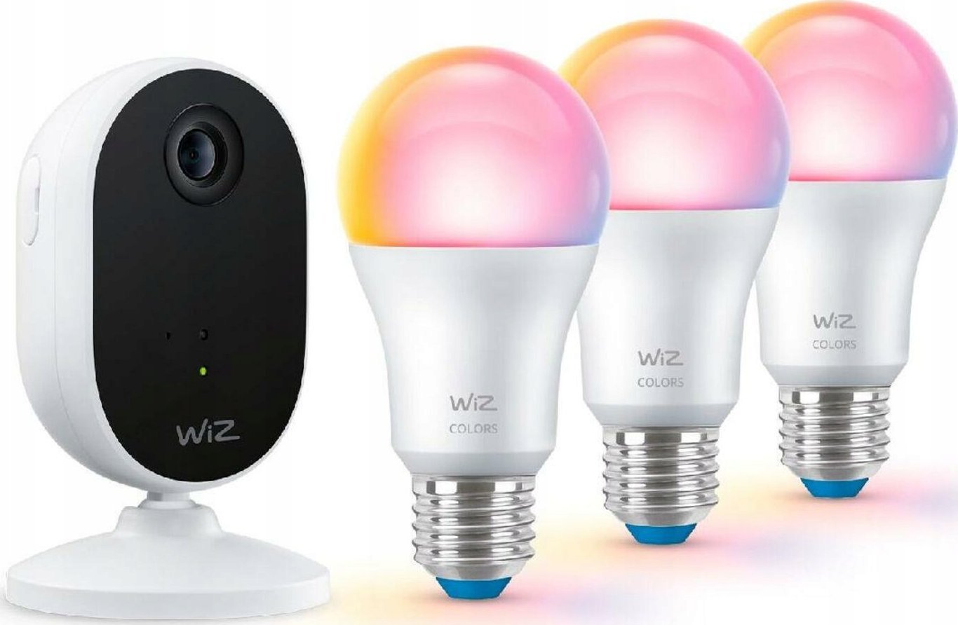 Set sigurie smart WiZ Indoor, kamerë 1080p, 3 llamba E27, i bardhë