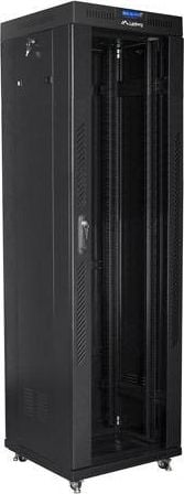 Мрежен кабинет Lanberg Standing Cabinet 19" FF01-6642-12BL, 42U, панел за вентилација, црн
