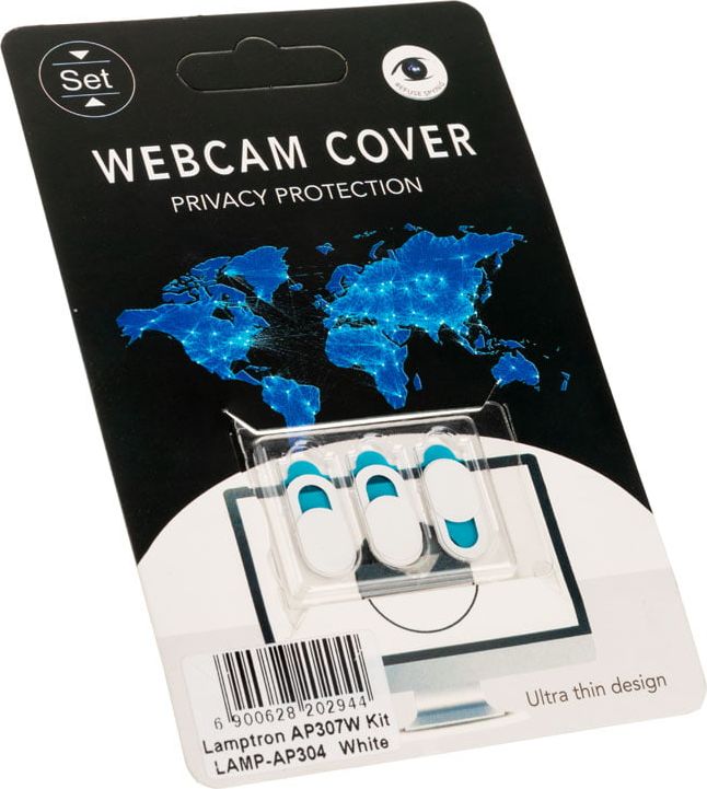 Покривка за камера Lamptron Webcam Cover, сет од 3 парчиња, бела