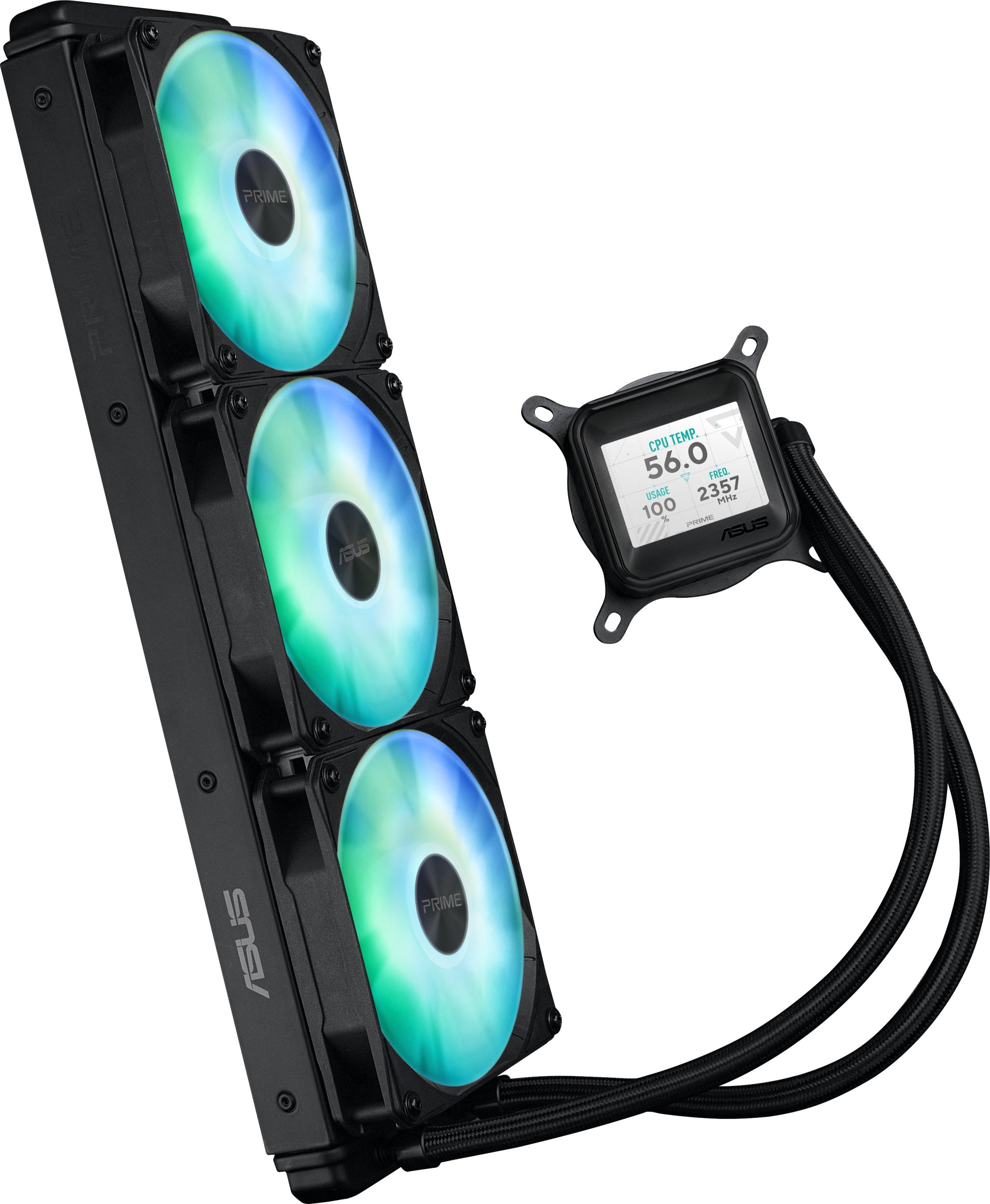 Ftohës likuid CPU ASUS Prime LC 360 ARGB LCD, 360mm, ekran 2.3", i zi