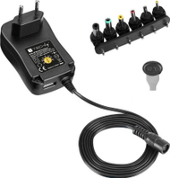 Adapter universal rryme Techly IPW-NTS2250G2, 3-12V 2.25A 27W, portë USB 5V 1A, i zi