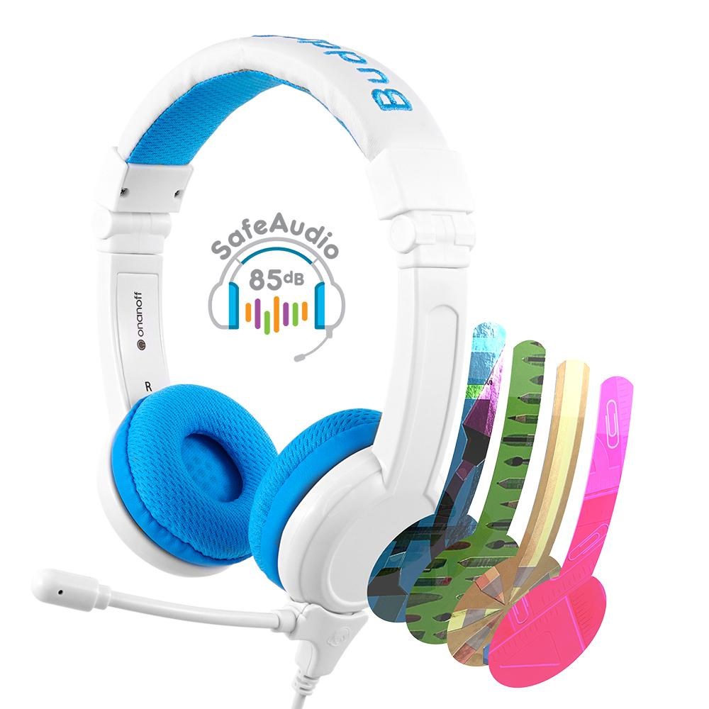 Kufje ONANOFF BuddyPhones School Plus, Wired, 85dB, të bardha