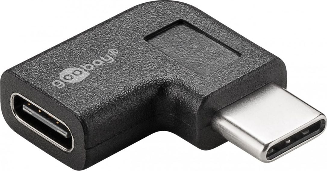 Adapter USB C Pro 90°, USB C mashkull në USB C femër, i zi