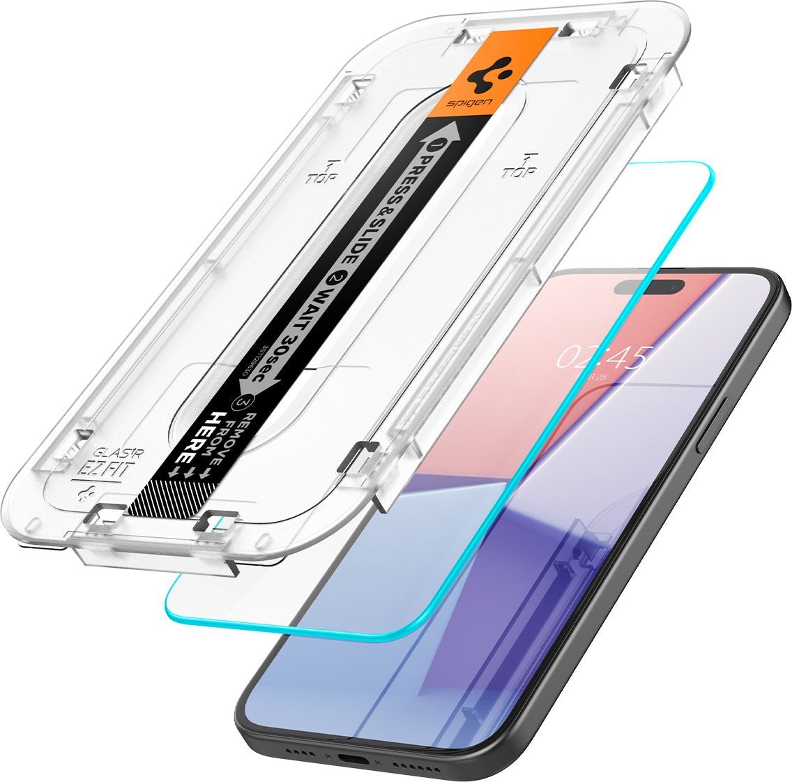 Заштитно стакло Spigen Glass tR EZ Fit, 2 парчиња, за iPhone 15, проѕирно