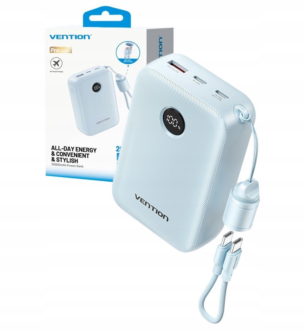 Powerbank Vention FKBL0-C, 20000mAh, 22.5W, blu