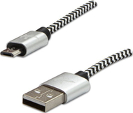 Kabllo USB Logo USB A në microUSB, 1 m, 2A, bardh e zi