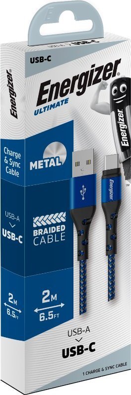 Kabllo USB Energizer C520CKBL, USB A në USB C, 2 m, blu