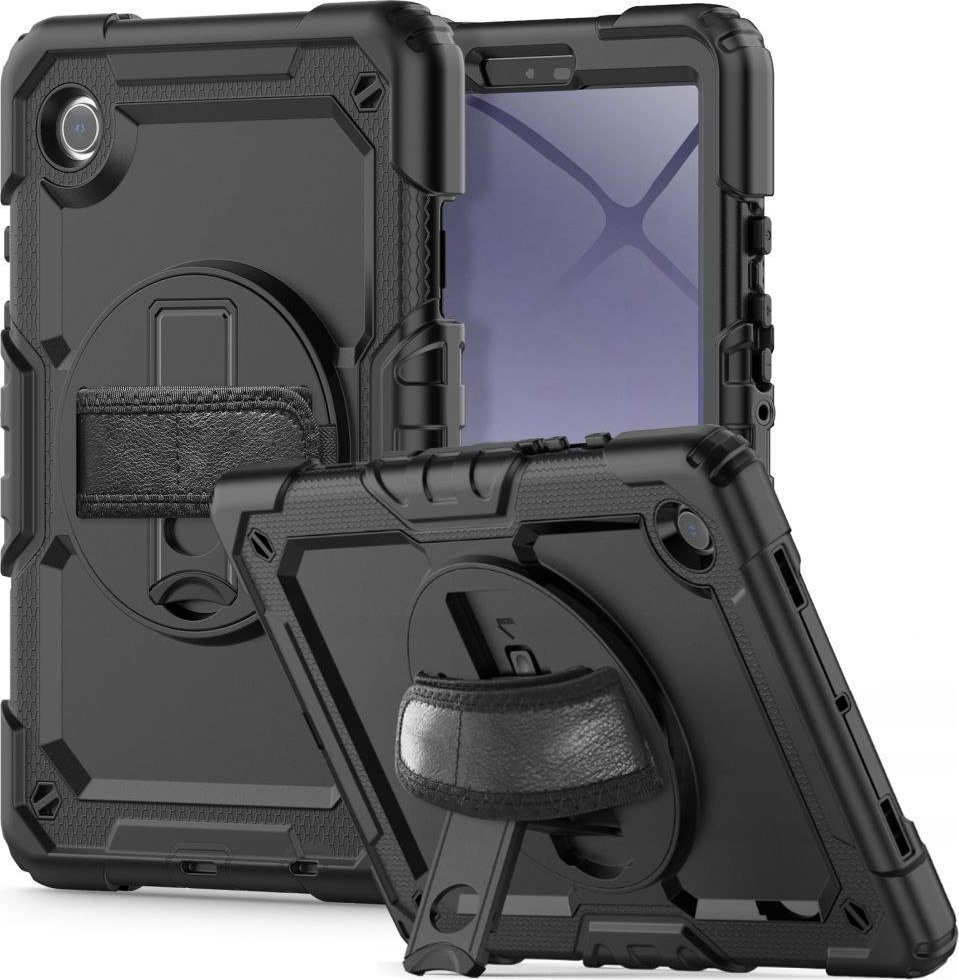 Mbulesë mbrojtëse Tech-Protect Solid360 për Samsung Galaxy Tab A9 8.7, me këmbë mbajtëse, me rrip dore, e zezë