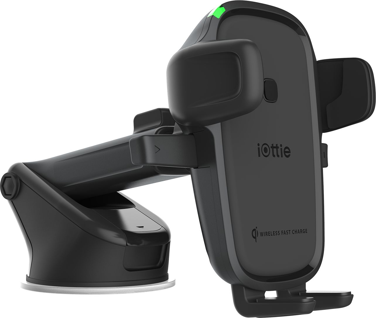 Mbajtës telefoni për makinë iOttie Easy One Touch Wireless 2, karikim Qi, montim në pult dhe xham, i zi