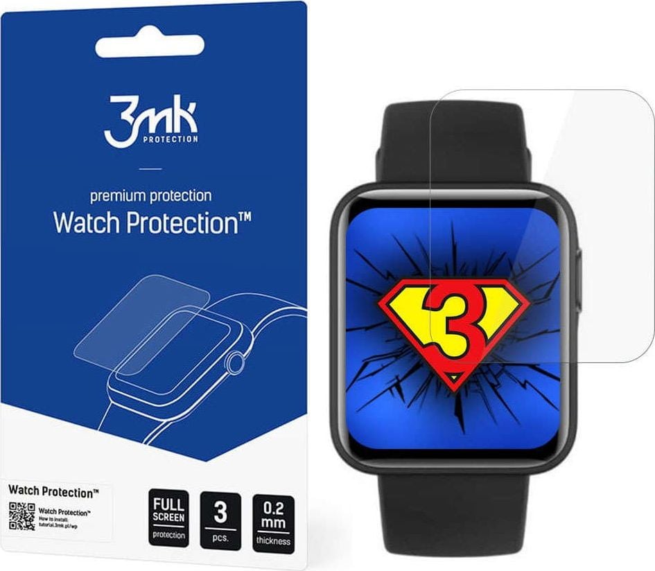 Folie mbrojtëse 3MK Strong Watch Protection x3 për Xiaomi Mi Watch Lite, set 3 copë, transparente