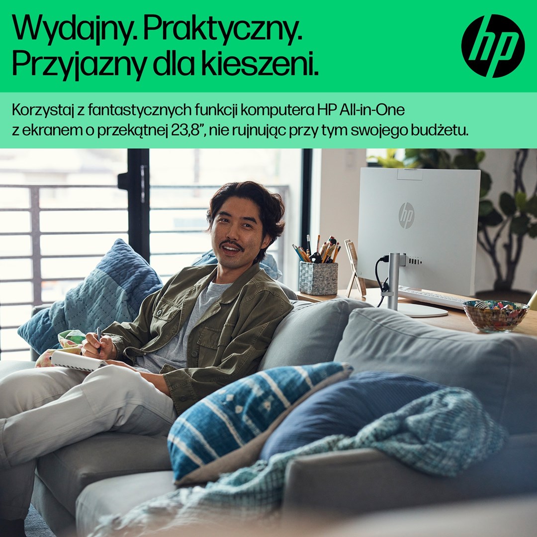 Kompjuter All-in-One HP 24-cr0011nw, i5-1335U, 23.8", 512GB SSD, i zi