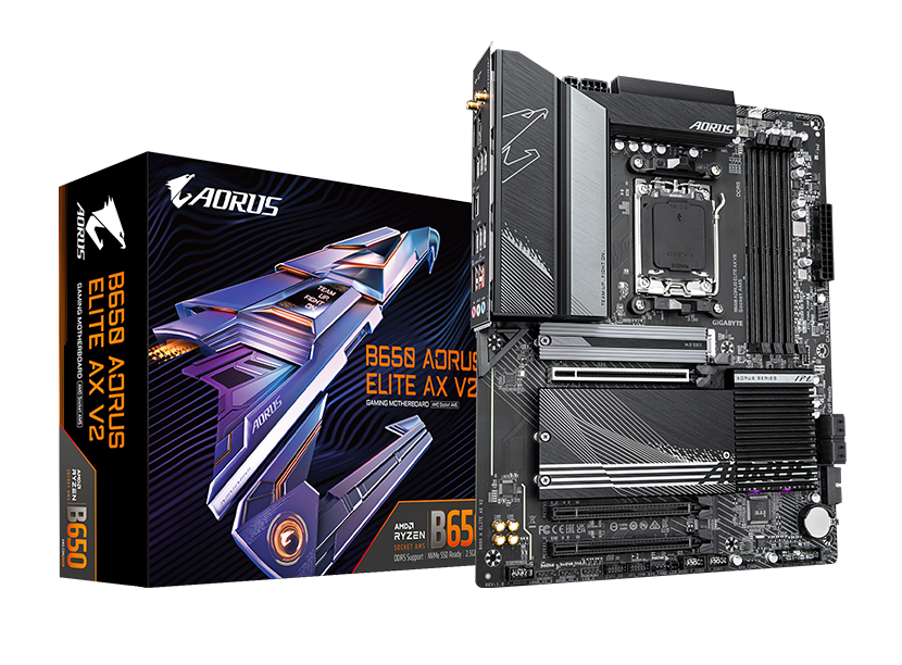 Pllakë amë Gigabyte B650 AORUS ELITE AX V2, Wi-Fi 6E, DDR5, e zezë