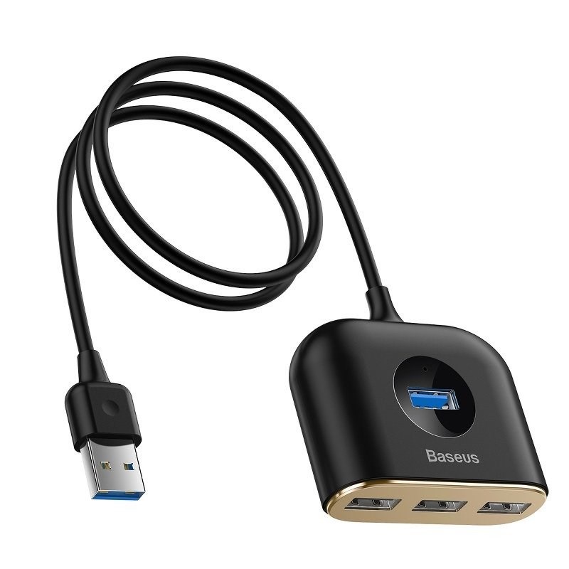 USB Hub Baseus, 1m, 1xUSB 3.0 + 3xUSB 2.0, 5Gbps, e zezë