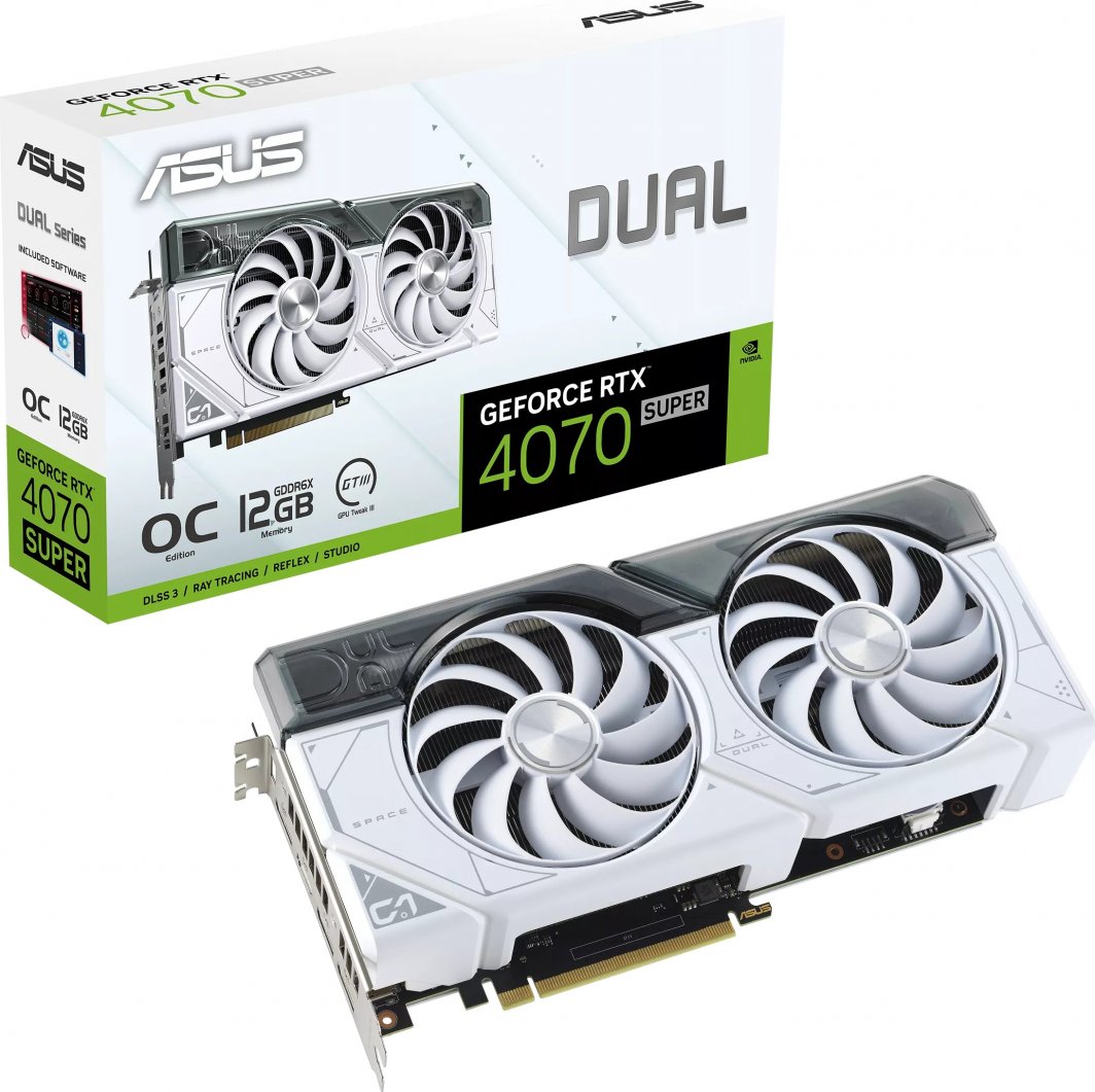 Kartelë grafike Asus Dual GeForce RTX 4070 SUPER White OC 12GB GDDR6X