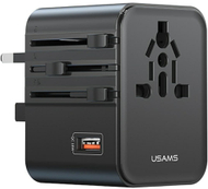 Karikues udhëtimi Usams CC309, 25W, 2x USB C 4 në 1 US AU EU UK, i zi