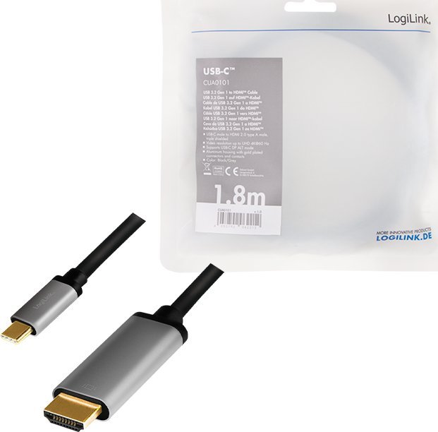 Adapter LogiLink CUA0101 USB C në HDMI, 4K UHD, i zi