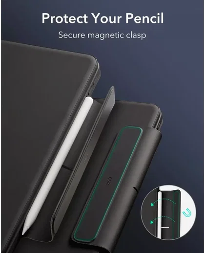 Mbrojtëse me tastierë ESR Rebound Magnetic 360, US, për iPad Pro 11" (4/3/2/1 Gen), Air (5/4 Gen), Air 11" (M2/M3/M4), e zezë