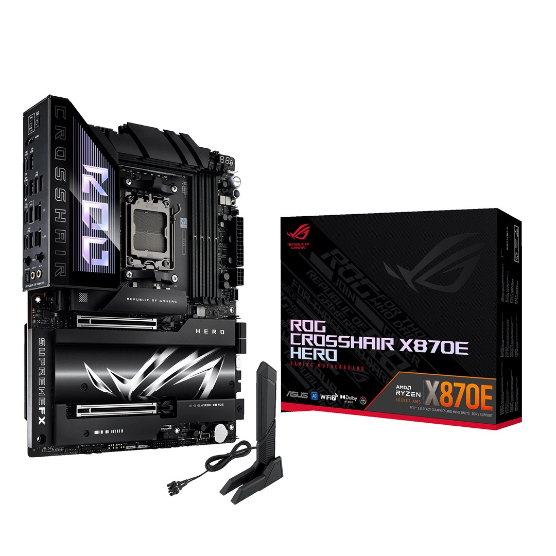 Pllakë amë ASUS ROG CROSSHAIR X870E HERO, AM5, DDR5, Wi-Fi 7, e zezë
