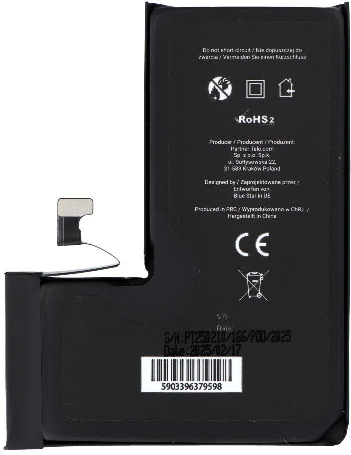 Bateri telefoni BlueStar BLUE STAR HQ për iPhone 15 Pro, 3274 mAh, e zezë