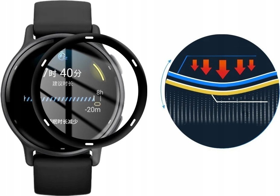 Mbrojtëse ekrani Wozinsky për Garmin Vivoactive 5, xham Full Glue, set 2 copë, transparente